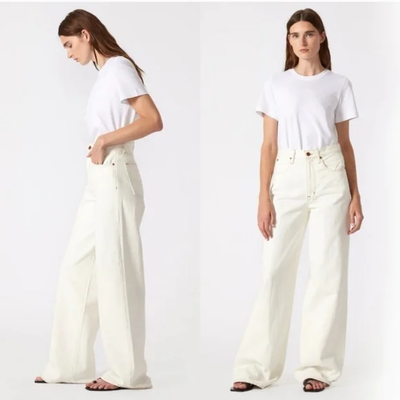NWT SLVRLAKE Eva Jeans Super Wide Leg High Waisted White 27 - Picture 11 of 11